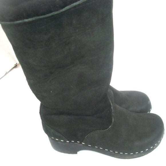 Ugglebo Sweden Handmade Nubuck& Suede Shearling-Lined Clog Boots - Picture 2 of 12